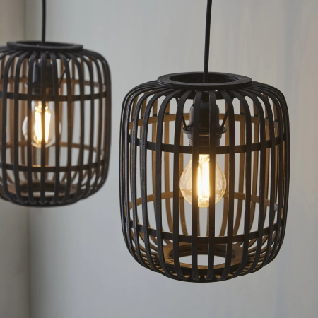 Lampa wisząca czarna metalowo-drewniana 3-punktowa 101698 z serii MATHIAS - Endon Lighting