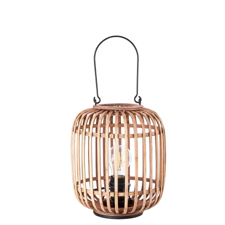 Lampa stołowa drewniana ażurowa z czarnym uchwytem 101773 z serii Mathias - Endon Lighting