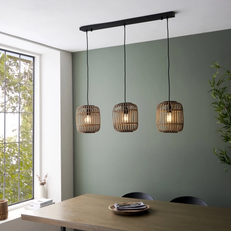 Lampa wisząca 3-punktowa drewniana czarna 101775 z serii MATHIAS - Endon Lighting