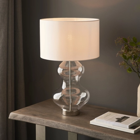 Lampa stołowa szklana z białym abażurem 102676 z serii KELDA - Endon Lighting