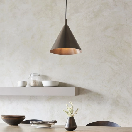 Lampa wisząca metalowa stożkowa brązowa 102892 z serii Cape - Endon Lighting