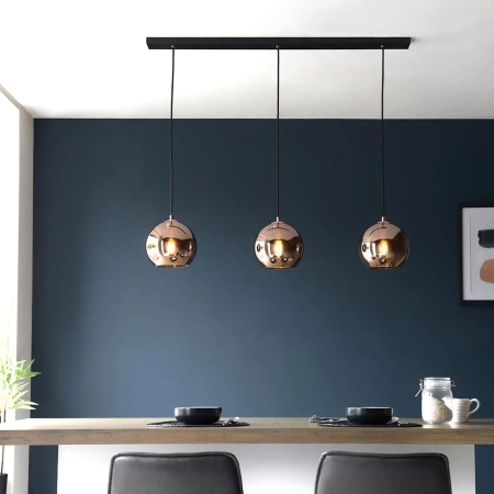 Lampa wisząca 3-punktowa miedziana szklana 102929 z serii Boli - Endon Lighting