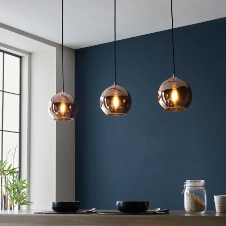 Lampa wisząca 3-punktowa miedziana szklana 102929 z serii Boli - Endon Lighting