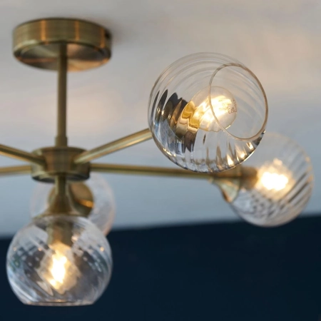 Lampa sufitowa mosiężna 6-punktowa ze szklanymi kloszami 103171 z serii Allegra - Endon Lighting