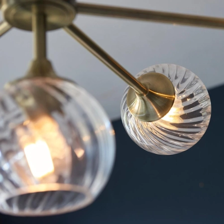Lampa wisząca mosiężna 8-punktowa ze szklanymi kloszami 103172 z serii Allegra - Endon Lighting