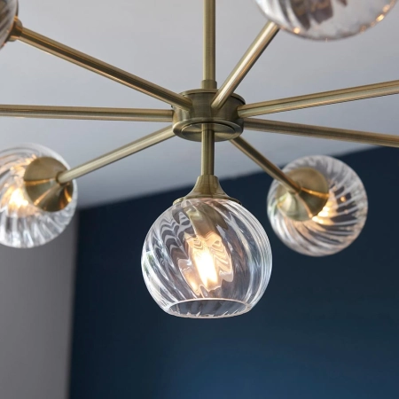 Lampa wisząca mosiężna 8-punktowa ze szklanymi kloszami 103172 z serii Allegra - Endon Lighting