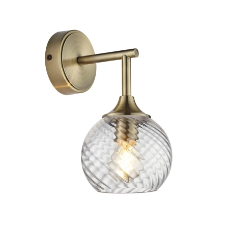 Kinkiet mosiężny z karbowanym szklanym kloszem 103173 z serii Allegra - Endon Lighting