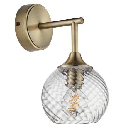 Kinkiet mosiężny z karbowanym szklanym kloszem 103173 z serii Allegra - Endon Lighting
