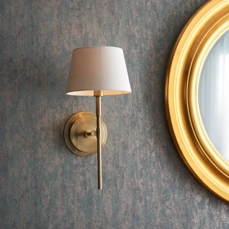 Kinkiet mosiężny z abażurem w kolorze kości słoniowej 103355 z serii RENNES - Endon Lighting
