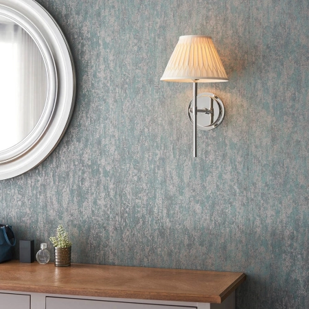 Kinkiet niklowany z abażurem w kolorze kości słoniowej 103357 z serii RENNES - Endon Lighting