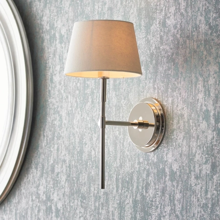 Kinkiet niklowany z abażurem w kolorze kości słoniowej 103358 z serii RENNES - Endon Lighting