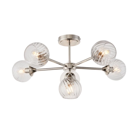 Lampa sufitowa niklowana 6-punktowa ze szklanymi kloszami 104050 z serii Allegra - Endon Lighting