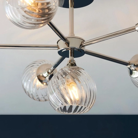 Lampa sufitowa niklowana 6-punktowa ze szklanymi kloszami 104050 z serii Allegra - Endon Lighting