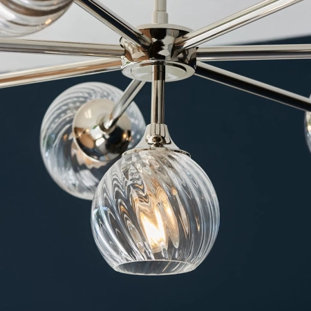 Lampa wisząca niklowa 8-punktowa ze szklanymi kloszami 104051 z serii Allegra - Endon Lighting