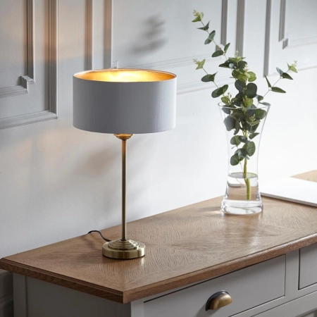 Lampa stołowa mosiężna z białym abażurem 104054 z serii Highclere - Endon Lighting