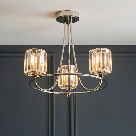 Lampa sufitowa niklowana szklana 3-punktowa 104107 z serii Berenice - Endon Lighting