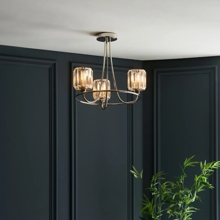 Lampa sufitowa niklowana szklana 3-punktowa 104107 z serii Berenice - Endon Lighting