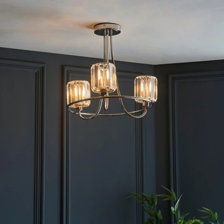 Lampa sufitowa niklowana szklana 3-punktowa 104107 z serii Berenice - Endon Lighting