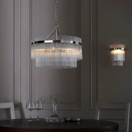 Lampa wisząca niklowa szklana 5-punktowa 104112 z serii Marietta - Endon Lighting