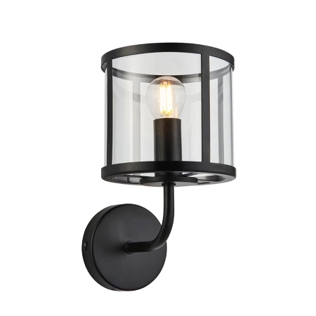 Kinkiet metalowy czarny ze szklanym kloszem 104193 z serii Hopton - Endon Lighting