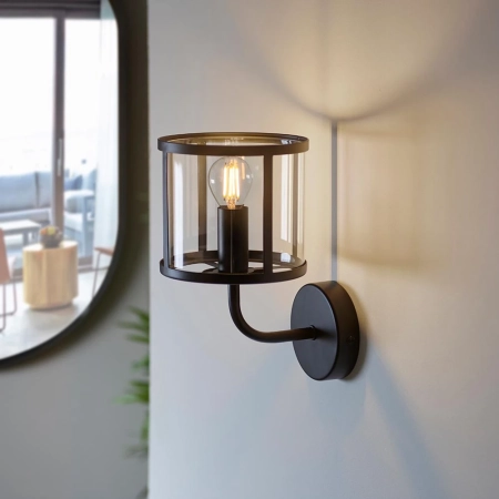 Kinkiet metalowy czarny ze szklanym kloszem 104193 z serii Hopton - Endon Lighting
