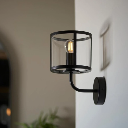 Kinkiet metalowy czarny ze szklanym kloszem 104193 z serii Hopton - Endon Lighting