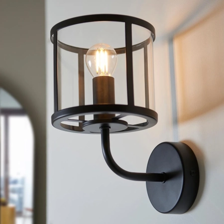 Kinkiet metalowy czarny ze szklanym kloszem 104193 z serii Hopton - Endon Lighting