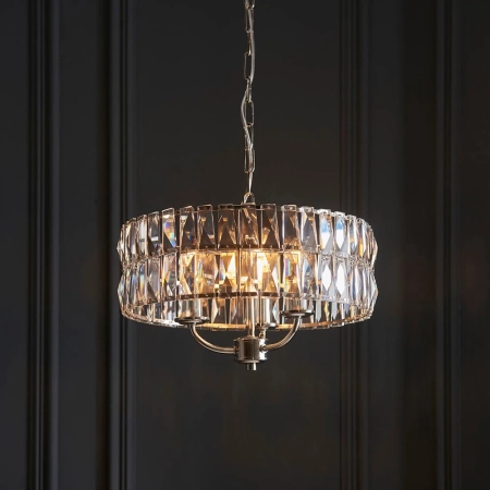 Lampa wisząca niklowana kryształowa 3-punktowa 104466 z serii Clifton - Endon Lighting