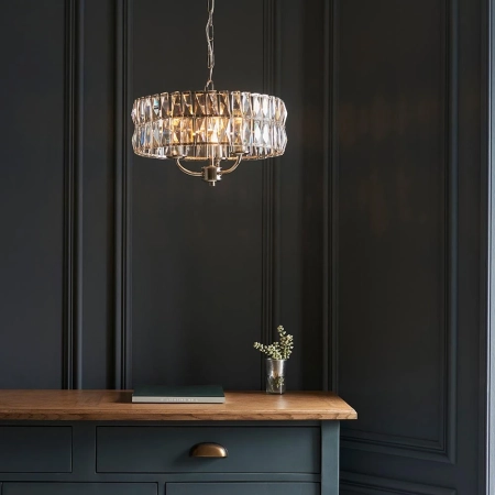 Lampa wisząca niklowana kryształowa 3-punktowa 104466 z serii Clifton - Endon Lighting