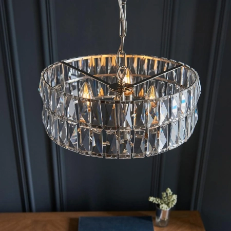 Lampa wisząca niklowana kryształowa 3-punktowa 104466 z serii Clifton - Endon Lighting