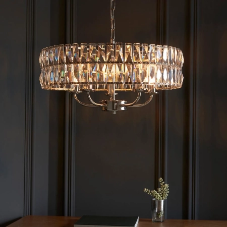 Lampa wisząca niklowa kryształowa 5-punktowa 104467 z serii Clifton - Endon Lighting