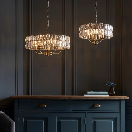 Lampa wisząca mosiężna kryształowa 3-punktowa 106243 z serii Clifton - Endon Lighting