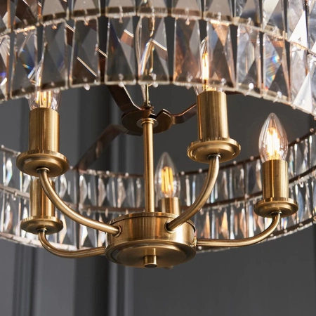 Lampa wisząca mosiężna kryształowa 5-punktowa 106244 z serii Clifton - Endon Lighting