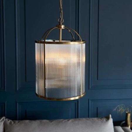 Lampa wisząca mosiężna szklana 4-punktowa 106711 z serii Lambeth Ribbed - Endon Lighting