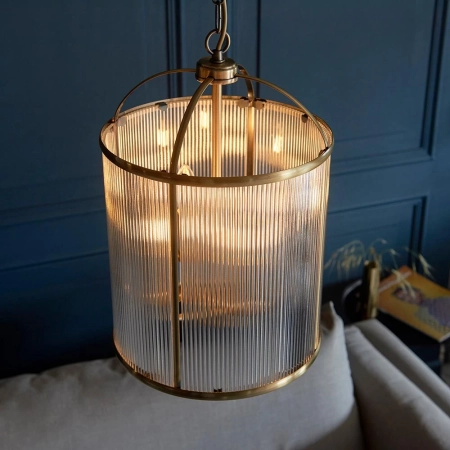 Lampa wisząca mosiężna szklana 4-punktowa 106711 z serii Lambeth Ribbed - Endon Lighting