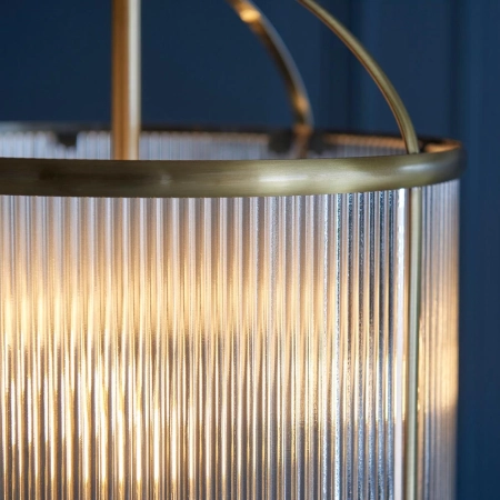 Lampa wisząca mosiężna szklana 4-punktowa 106711 z serii Lambeth Ribbed - Endon Lighting