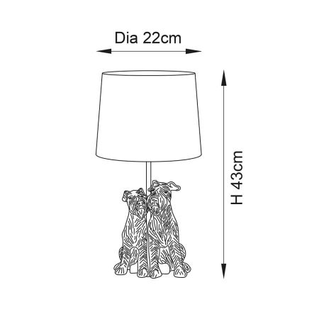 Lampa stołowa z figurką psów czarna z lnianym kloszem 106794 z serii WESTIE - Endon Lighting