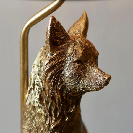 Lampa stołowa złota z figurką lisa i czarnym kloszem 106796 - Endon Lighting