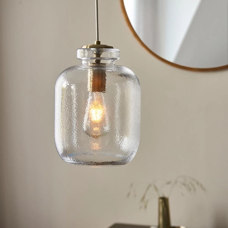 Lampa wisząca szklana przezroczysta z mosiądzem 106923 z serii Lyra - Endon Lighting