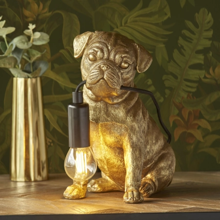 Lampa stołowa złoty mops z żywicy 107324 - Endon Lighting