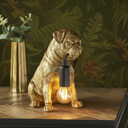 Lampa stołowa złoty mops z żywicy 107324 - Endon Lighting