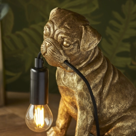 Lampa stołowa złoty mops z żywicy 107324 - Endon Lighting