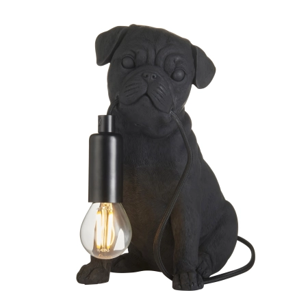 Lampa stołowa czarna z żywicy w kształcie mopsa 107325 z serii Pug Puppy - Endon Lighting