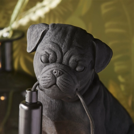 Lampa stołowa czarna z żywicy w kształcie mopsa 107325 z serii Pug Puppy - Endon Lighting