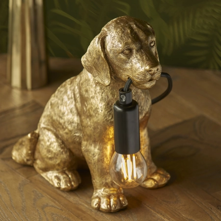 Lampa stołowa złota w kształcie psa 107364 z serii Labrador Puppy - Endon Lighting
