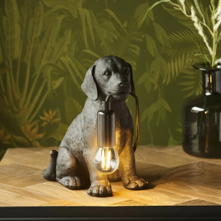 Lampa stołowa czarna w kształcie psa 107365 z serii Labrador Puppy - Endon Lighting