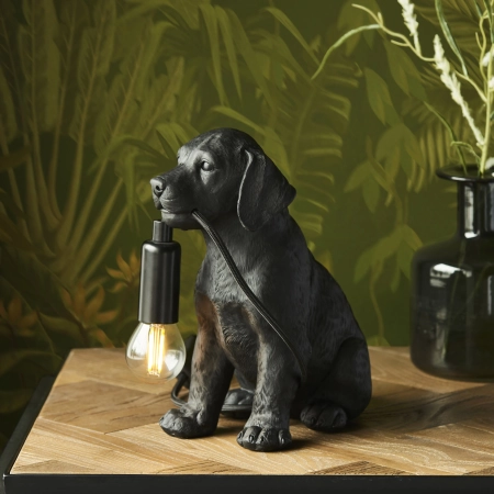 Lampa stołowa czarna w kształcie psa 107365 z serii Labrador Puppy - Endon Lighting
