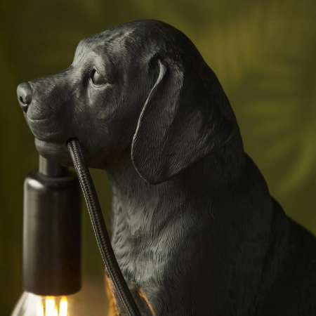 Lampa stołowa czarna w kształcie psa 107365 z serii Labrador Puppy - Endon Lighting