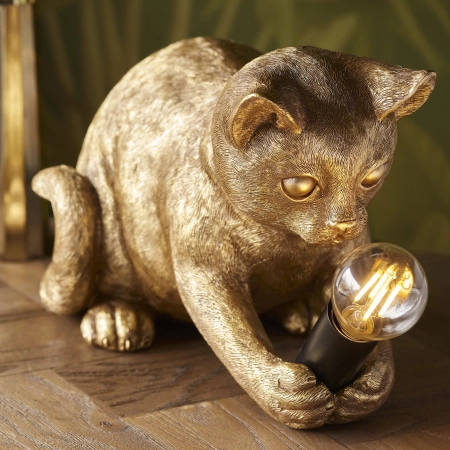 Lampa stołowa złota w kształcie kota 107389 z serii Kitten - Endon Lighting