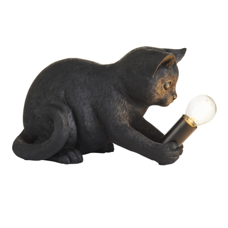 Lampa stołowa czarna w kształcie kota z żywicy 107390 z serii Kitten - Endon Lighting